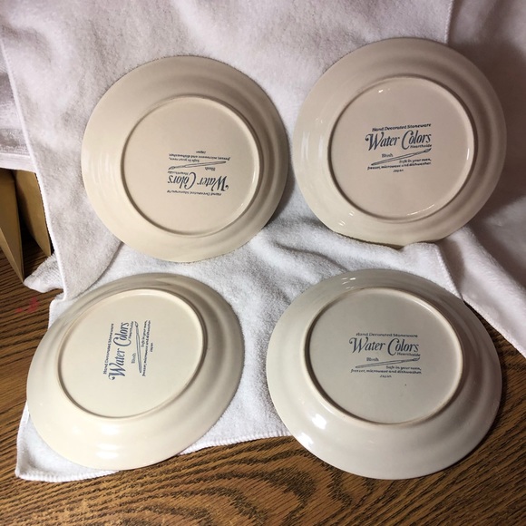Water Colors Hearthside Blush stoneware salad plates - set of 4 - Picture 4 of 8